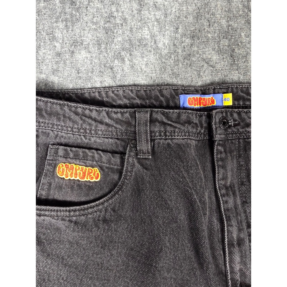 Zumiez Empyre Relax Skate Jeans Mens Washed Black Baggy Wide Leg Raw Hem Denim - Picture 4 of 12